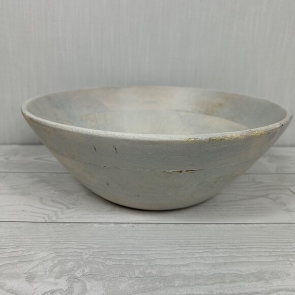 Handcrafted Wooden Decorative Bowl 12 Inches Bue White Grey‎ Boho - Picture 11 of 16